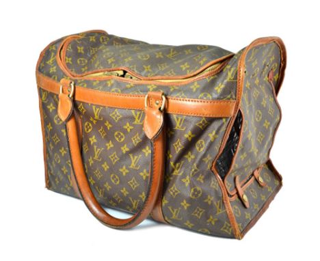 A Louis Vuitton monogram cat carrier bag, the top zipped on three sides with grille and flap to one end, 46 x 24 x 34cm.  Ill