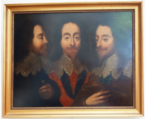 After Sir Anthony Van Dyck, Triple portrait of Charles I, oil on canvas, 46cm x 58cm.