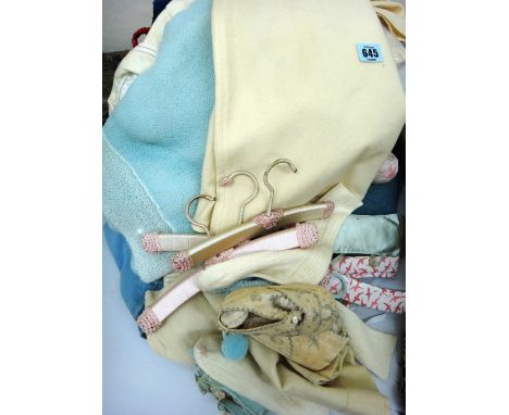 A quantity of child's clothing, pre-war, including a jacket in cream lined serge with stitched cuffs and collar, pearl button
