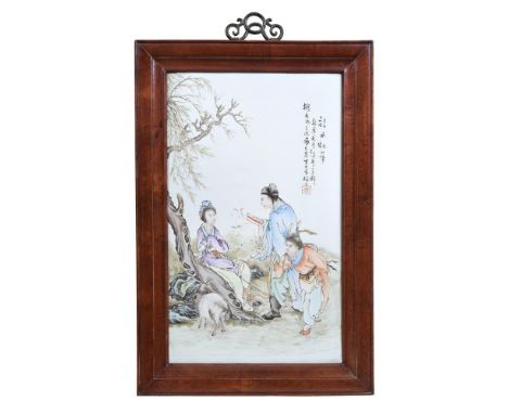 A Chinese famille rose porcelain plaque by Wei Rongsheng, Republic period, dated to the year of Genwu (1930), signed and with