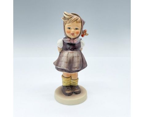 Hand painted figure of a young girl with her hands behind her back. Goebel TMK5. Issued: 1979-1990Dimensions: 2.25"L x 2.25"W