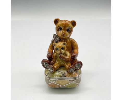 Pastel enameled box is adorned with bears that are designed with crystals. Jay Strongwater impressed mark. This item has its 