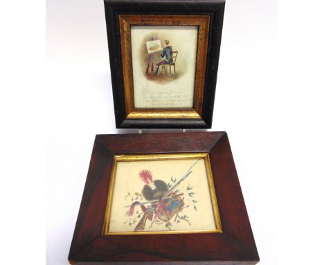 19th CENTURY - A WATERLOO PERIOD WATERCOLOUR 'TROPHY OF ARMS'  with flintlock musket, drum and sword, signed in pencil bottom
