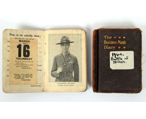 SECOND WORLD WAR - THE BLITZ - THE UNIQUE 'HOME FRONT' PERSONAL POCKET DAIRIES OF F. J. HADLEY, 4 MAYFAIR AVENUE, WORCESTER P