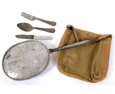 GREAT WAR - U.S. ALUMINIUM ENGRAVED MESS KIT '2ND INF' (INDIAN HEAD DIVISION)  the lid inscribed 'Flanders Front France 8.1.1