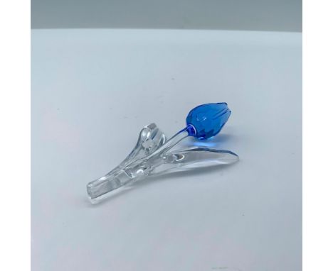 Depicts a blue bud tulip with a clear stem and clear leaves. This item has its original box. Box measures: 3.5"L x 2.75"W x 5