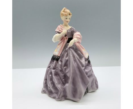 Hand painted figurine of a lady with purple dress and pink scarf. Artist: F. G. DoughtyDimensions: 5"L x 5"W x 7.25"HManufact