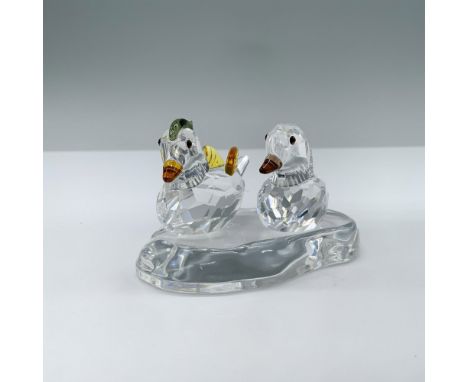 Beautiful set of two clear faceted crystal ducks, one with Smoked Topaz eyes and a Light Smoked Topaz beak. Second stands out