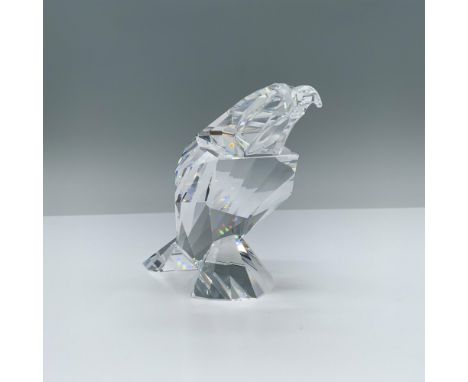 Simple but stunning lead faceted crystal eagle siting with pride. Swarovski swan mark. This item has its original box. Box me