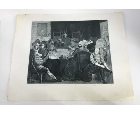 Elspeth Lamb (b.1951) etching and aquatint - 'The Glasgow Beer Garden', signed in pencil, numbered 1/6
