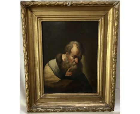 19th century continental oil on panel portrait of a gentleman, 26 x 18cm, in period gilt frame