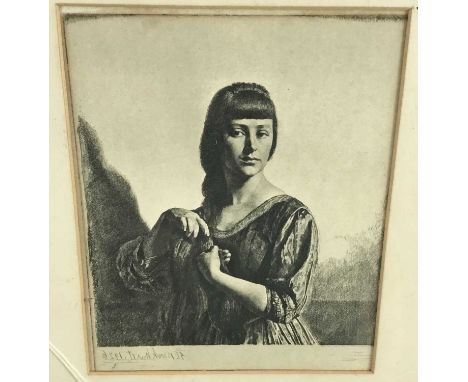 Gerald Leslie Brockhurst (1890-1978) print, half length portrait of a young woman, signed to the plate and dated 1926, 22 x 1