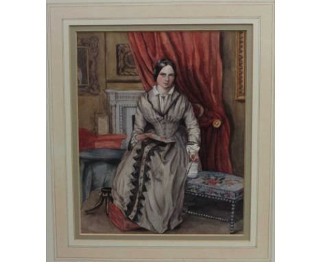 English School, 19th century, watercolour - portrait of a lady watercolour painting, 31cm x 25cm, in glazed frame Provenance: