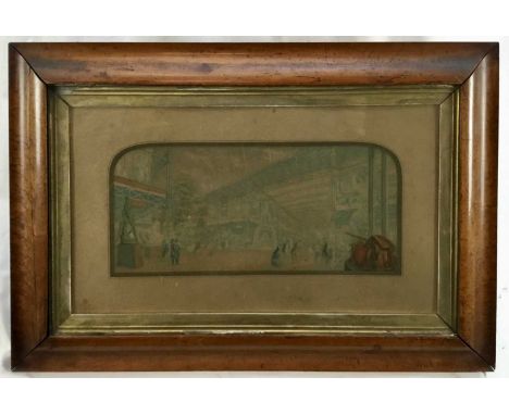 Baxter Print of the Great Exhibition, image 41cm x 23cm, in maple frame