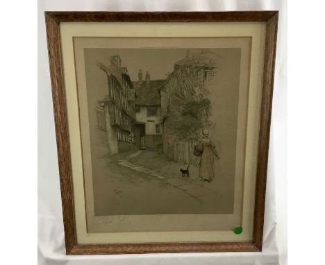 Cecil Aldin (1870-1935) three signed prints - Mermaid Inn, Rye, New Inn, Gloucester, signed and with coloured pencil sketch t