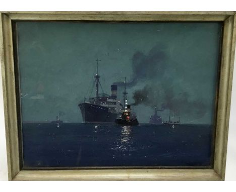 R. Schmidt, early 20th century gouache on paper - shipping scene at Laboe, signed 'R. Schmidt Hamburg LABOE', 48cm x 37cm in 