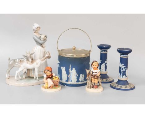 19th Century and Later Wedgwood Jasperware, various Gobel Hummel figures, LLadro porcelain figure group, pair of Worcester Ch