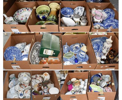 A Large Collection of 19th Century and Later Decorative Ceramics, including Spode Blue Italian wares, copper lustre wares, Im