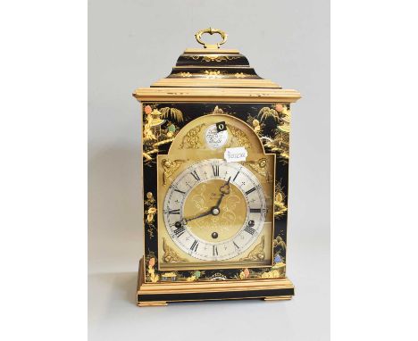 a Japanned Chiming Table Clock, signed Elliott, London, 20th century, 39cm high