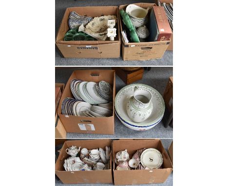19th Century and Later Ceramics, including a Wedgwood "Liverpool Birds" creamware dish, a pink ground Victorian tea service, 