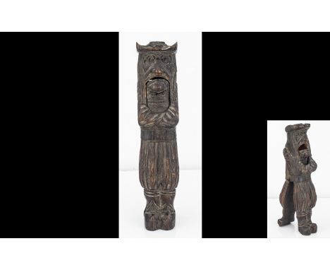 19thC Treen/Folk Art Interest - Carved Novelty Figural Nutcracker In The Form Of A Dutchman In Clogs And Hat With Crossed Arm