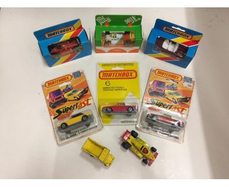 SIX BOXED AND TWO UNBOXED MATCHBOX VEHICLES - ALL MODEL NUMBER 6 OF VARIOUS ERAS AND COLOURS - INCLUDING MERCEDES TOURER, MB6