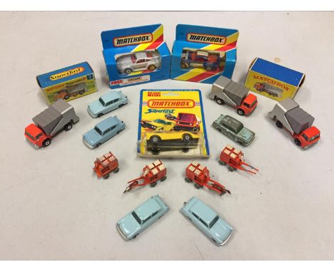 SIX BOXED AND NINE UNBOXED MATCHBOX VEHICLES - ALL MODEL NUMBER 7 OF VARIOUS ERAS AND COLOURS - INCLUDING FORD ANGLIA, FORD R
