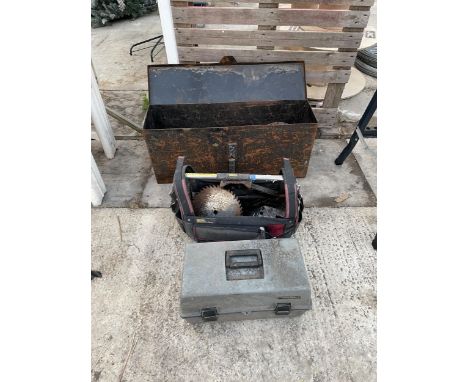 THREE TOOL BOXES AND VARIOUS TOOLS 