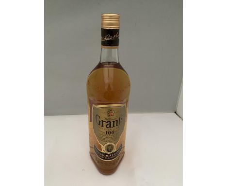 A 1 LITRE BOTTLE OF GRANTS FINEST SCOTCH WHISKY SUPERIOR STRENGTH 100% US PROOF 