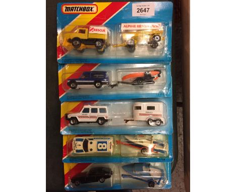 FIVE BOXED MATCHBOX TWO PACK SETS OF MODEL VEHICLES 