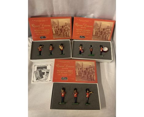THREE BOXED BRITAINS SCOTS GUARDS THREE PIECE MODEL SOLDIER SETS - NUMBERS 292, 5992 AND 5994 - FROM THE QUEEN VICTORIA PRESE