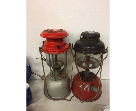 TWO VINTAGE 'TILLEY LAMP' STYLE OIL LAMPS 