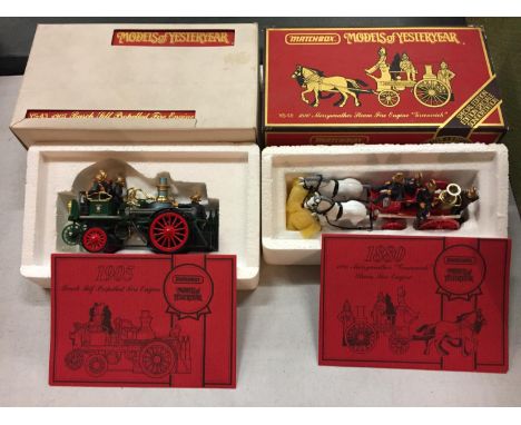 TWO BOXED MATCHBOX MODELS OF YESTERYEAR MODEL FIRE ENGINES 