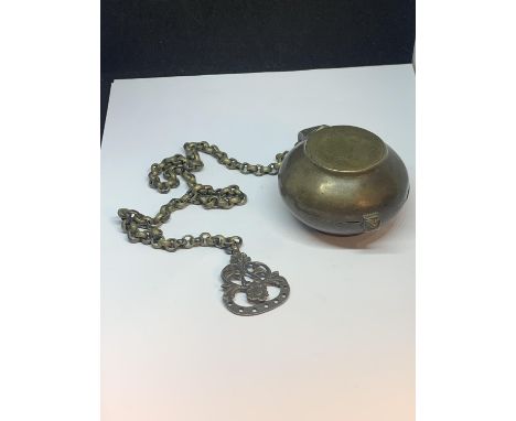 AN ORIENTAL INCENSE BURNER ON A CHAIN 