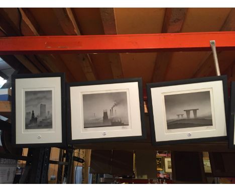 THREE FRAMED PRINTS OF INDUSDTRIAL THEMES.  ALL SIGNED LIMITED EDITIONS, 281/550, 91/350, 382/450 