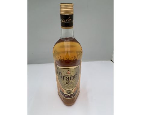 A 1 LITRE BOTTLE OF GRANTS FINEST SCOTCH WHISKY SUPERIOR STRENGTH 100% US PROOF 