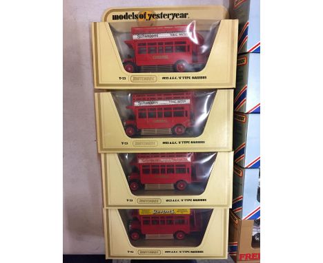 FOUR BOXED MATCHBOX MODELS OF YESTERYEAR MODEL BUSES 