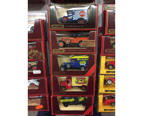 FIVE BOXED MATCHBOX MODELS OF YESTERYEAR MODEL VEHICLES - VANS AND WAGONS 