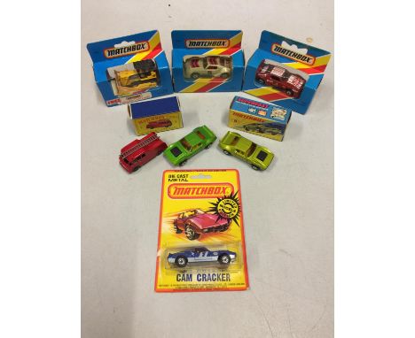 SIX BOXED AND ONE UNBOXED MATCHBOX VEHICLES - ALL MODEL NUMBER 9 OF VARIOUS ERAS AND COLOURS - INCLUDING AMX JAVELIN, BULLDOZ
