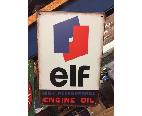 AN ELF ENGINE OIL TIN SIGN 