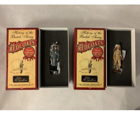 TWO BOXED BRITAINS INDIVIDUAL MODEL SOLDIER FIGURES - GRENADIER GUARDSMAN AND PRIVATE BATALION COMPANY - FROM THE REDCOATS RA