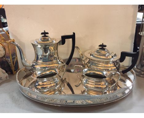 A VINERS OF SHEFFIELD FIVE PIECE SILVER PLATED TEA/COFFEE SET TO INCLUDE, A COFFEE POT, TEAPOT, CREAM JUG, SUGAR BOWL AND A T