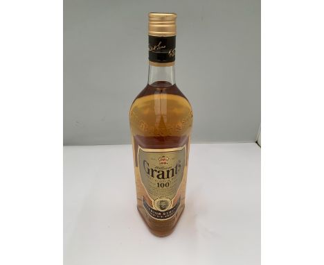 A 1 LITRE BOTTLE OF GRANTS FINEST SCOTCH WHISKY SUPERIOR STRENGTH 100% US PROOF 