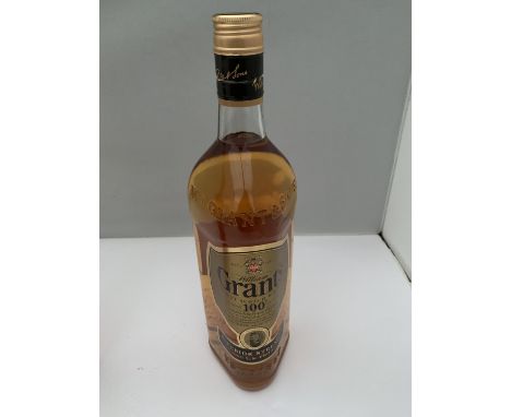 A 1 LITRE BOTTLE OF GRANTS FINEST SCOTCH WHISKY SUPERIOR STRENGTH 100% US PROOF 