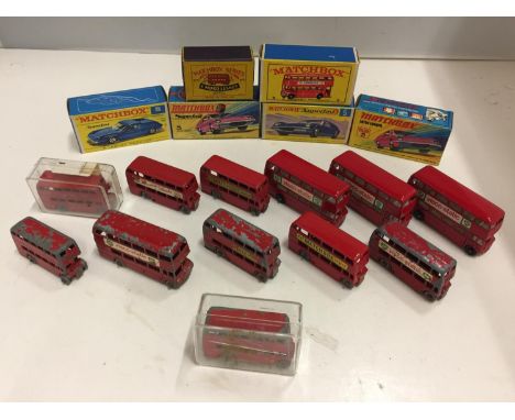 SIX BOXED AND THIRTEEN UNBOXED MATCHBOX VEHICLES - ALL MODEL NUMBER 5 OF VARIOUS ERAS AND COLOURS - INCLUDING LOTUS EUROPA (T