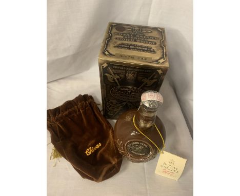 A BOXED ROYAL SALUTE 21 YEARS OLD BLENDED SCOTCH WHISKY, CHIVAS BROTHERS LTD. ABERDEEN SCOTLAND FOUNDED 1801, 70% PROOF, 75.7