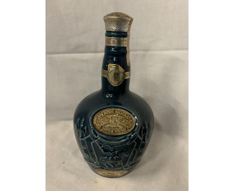 A CHIVAS BROTHERS LTD ROYAL SALUTE 21 YEARS OLD BLENDED SCOTCH WHISKY IN A BLUE SPODE LIQUOR BOTTLE 70% PROOF 75.7CL 