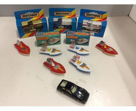 FIVE BOXED AND FIVE UNBOXED MATCHBOX VEHICLES - ALL MODEL NUMBER 5 OF VARIOUS ERAS AND COLOURS - INCLUDING SEAFIRE BOAT AND P