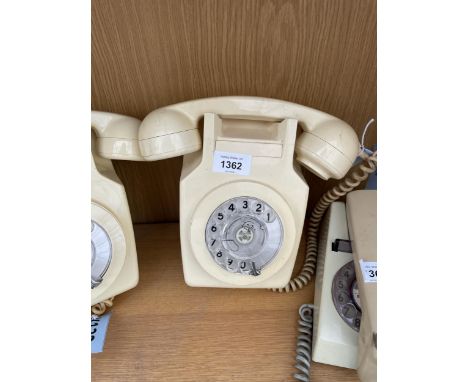 A RETRO CREAM ROTARY DIAL WALL MOUNTED TELEPHONE 