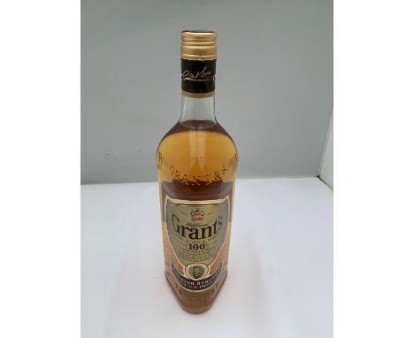 A 1 LITRE BOTTLE OF GRANTS FINEST SCOTCH WHISKY SUPERIOR STRENGTH 100% US PROOF 